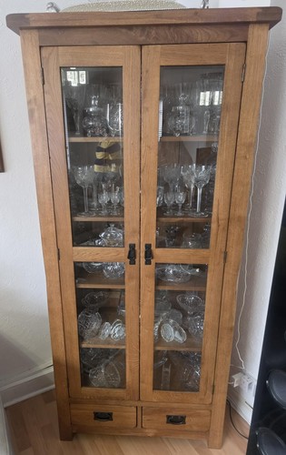 Oak glazed display - oak, cabinet