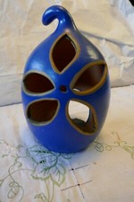 Old Style Hippy Scented Candle or Night Light Ceramic Burner - 8 inch in Blue