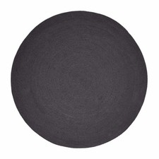 Black Braided Round Rug 150cm Handmade Cotton Reversible