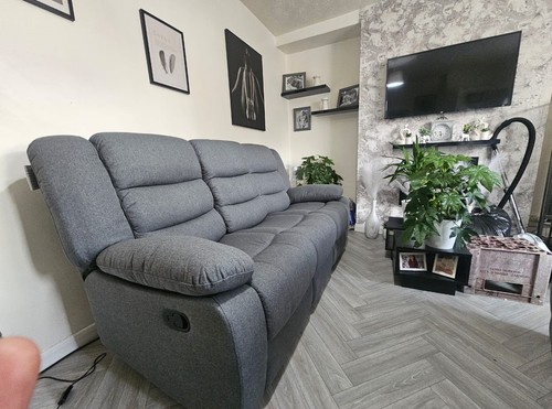 Recliner seater grey fabric - 3,