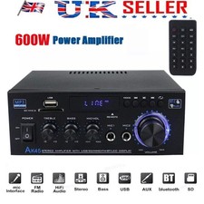 600W bluetooth Stereo Amplifier Amp HIFI Audio Radio 2CH USB AUX FM Car Home UK