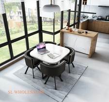 Wood dining table and chairs - and, 4