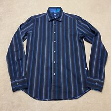 Poggianti Button-Up Shirt Long-Sleeve Medium Men's Blue Striped Made in Italy