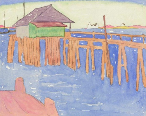 Pier watercolor art print - pier,