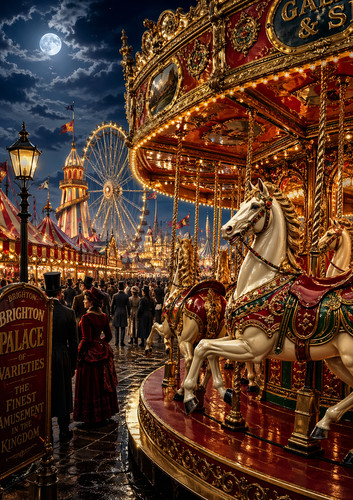 Moonlit victorian fairground - moonlit,