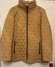 Bonmarche Mustard Quilted Zip Up Jacket, Size 18, Very Good Condition