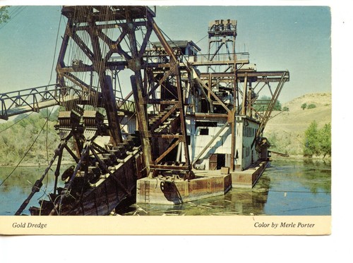 Gold dredge scow barge boat - gold, w/