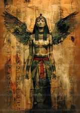 Isis Egyptian Goddess Wall Art, Mythical Winged Deity Print, Sacred Feminine P88