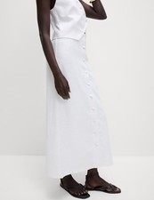 Marks & Spencer Womens White Linen Midi Pencil Women Skirt - M&S