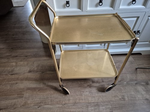 1970s gold tray trolley - trolley, on