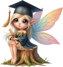 Watercolour Graduation Fairy Wall Art Bedroom Laptop Vinyl Sticker Decal 6 Sizes