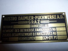 Nameplate sign Austro Daimler