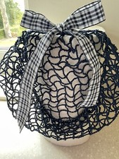 1940s Hair Snood/Net Dark Blue Handmade Fine Yarn Orig Wartime Pattern