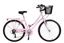 Ladies Heritage Bike w/Basket 17" Frame 26" Wheel 6 Speed Aurai Trekker Pink