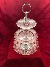 Large 3 tier glass cake stand