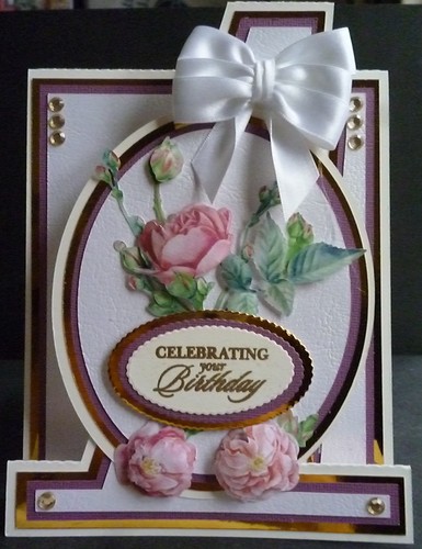 Rose diagonal stepper card - rose,