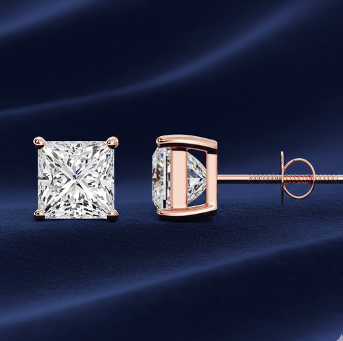 Princess cut diamond earrings - princess,