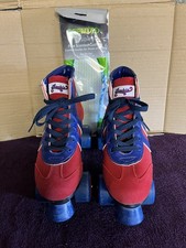 Rookie Quad Rollerskates Size 3 Red+Blue Suede+Leather Great Condition + Insoles