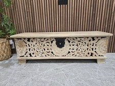Carved White Washed Mango Wood