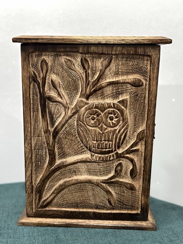 Hand carved wooden owl - carved, wall