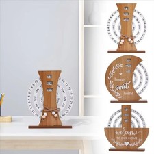 Wooden Creative Perpetual Calendar Home Decor Manual Rotating Desk Calendar