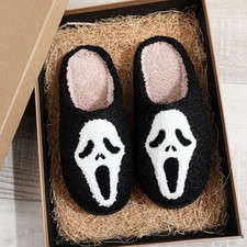 Mens Womens Halloween Slippers House Shoes Slip on Slippers Soft Plush Lined new
