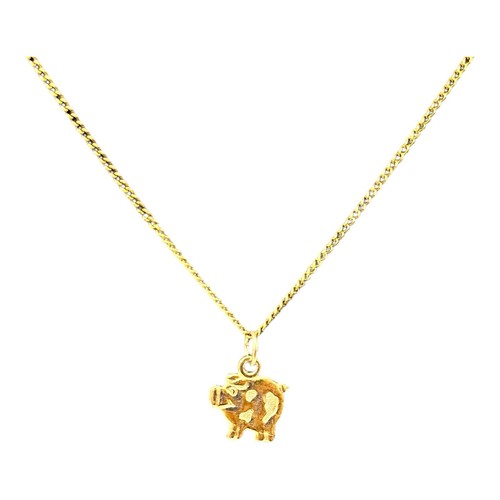 9ct yellow gold pig - yellow, charm