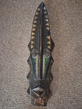 Vintage Large Hand Carved African Wooden Ethnic Tribal Face Mask Wall Art...