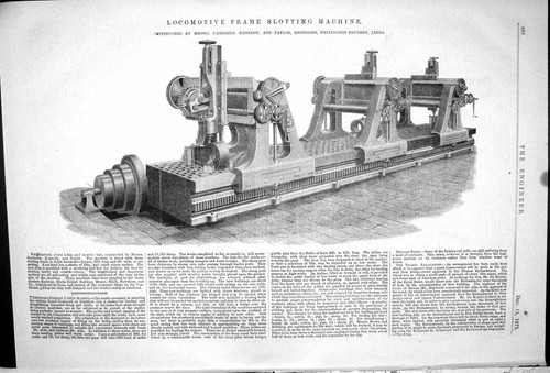 Old print 1871 locomotive - print,