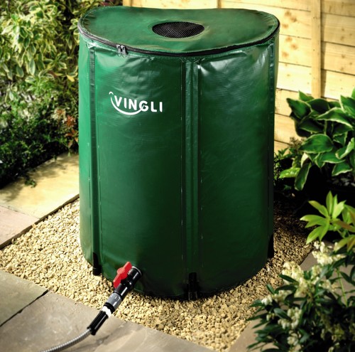 Collapsible green rain barrel - green,