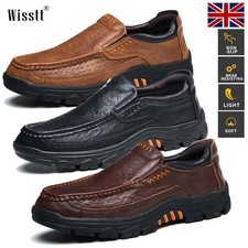 Mens Leather Casual Shoes Breathable Flats Loafers Slip on Moccasins Shoes Size