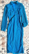 PLT Bright Blue Lace Plunge Neck Midi Dress Size 8