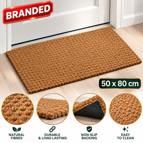 Coir door mat 50x80cm - coir, slip
