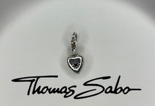 Thomas Sabo charm: mini 3d silver love heart with red stone inset ❤️ hallmarked