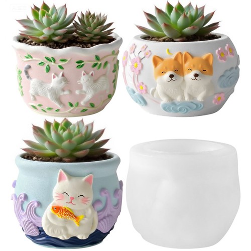 New animal gypsum flower - animal, pot