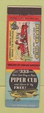 Matchbook Cover - Piper Cub Airplane