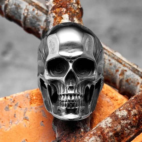 Stainless steel skull - stainless, ring