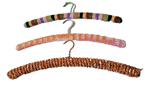 Three vintage covered hangers - ,