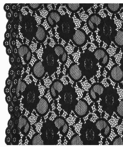 Metres black floral stretch - black,