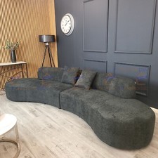 FurnitureDW Deluxe Miami Boucle Curved Large 4 5 6 Seater Cinema Firm Sofa Black