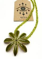 Lime Green Glass Beaded