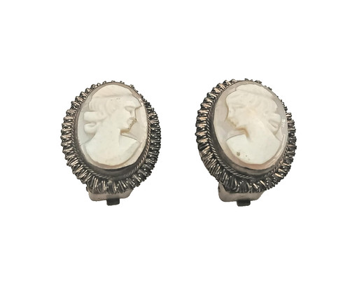 Vintage brass clip cameo - vintage,