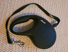 Flexi Classic Dog Lead Long Black, Retractable Extending Leash
