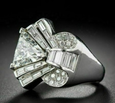 Art Deco Style 2.0Ct Round Cut Lab-Created Diamond Engagement 925 Silver Ring