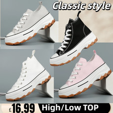 Womens Sneakers Ladies High Top Chunky Platform Wedge Trainer Walk Casual Shoes