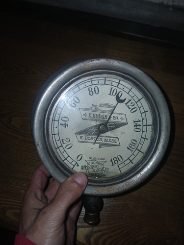 Large antique steam gauge - antique,