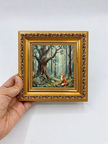 Cute red fox green - green, forest