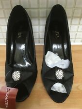 Diamante Satin Bow Shoes Peep