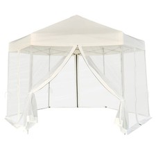 Hexagonal Gazebo Cream White