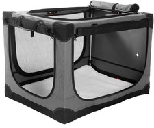 Portable Pet Crate XXL Soft Sided Mesh Door Dog Crate Folding with Mat Grey 